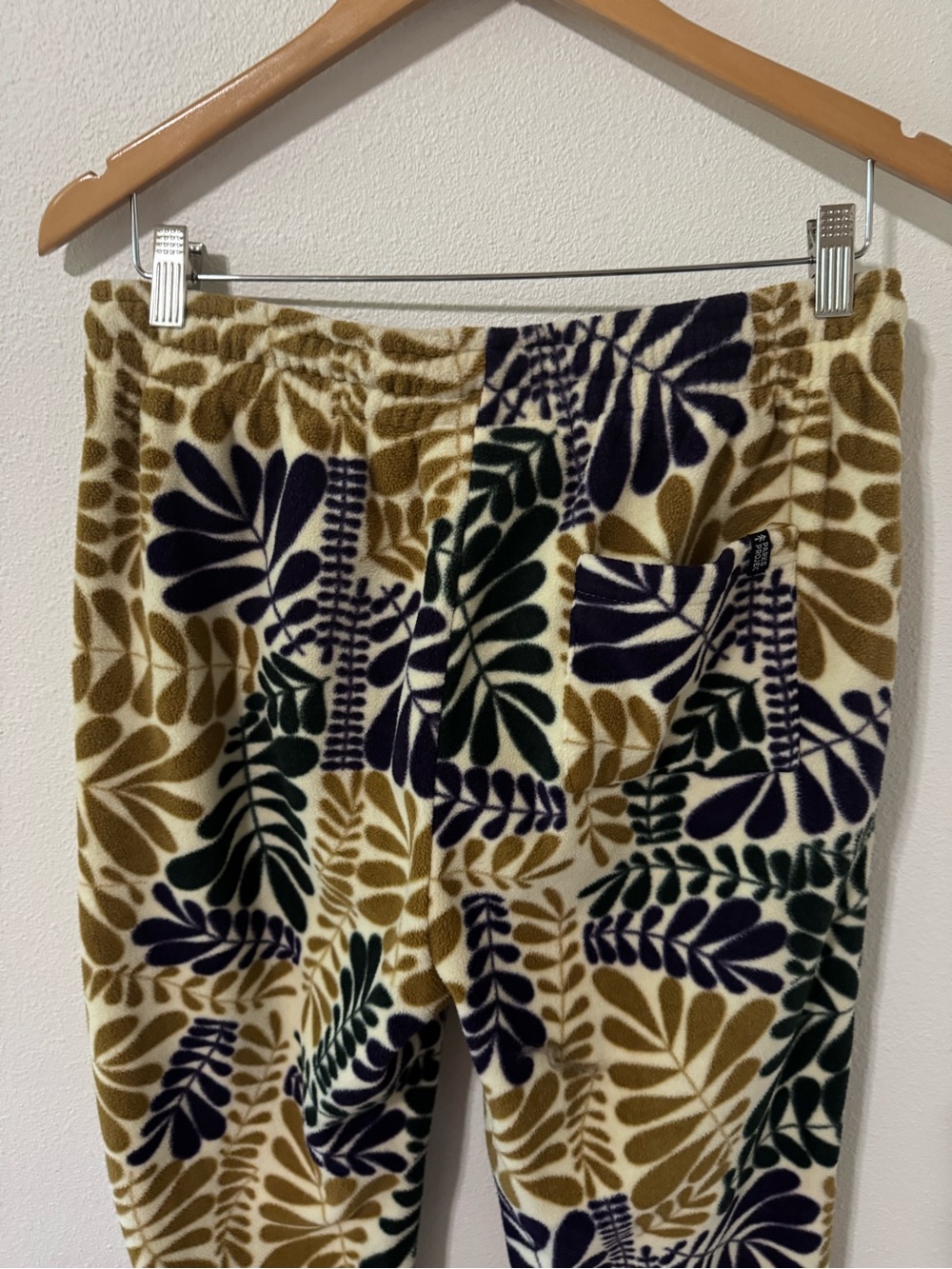 Parks Project Big Sur Ferns Polar Fleece Joggers Tan Green Purple Drawstring-M - Picture 7 of 12
